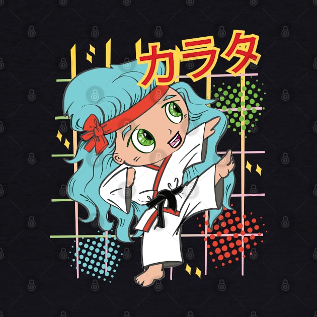 Kawaii Karate Taekwando Chibi Girl Colorful 80s Vapourwave Kanji Japanese Culture by SeaLAD